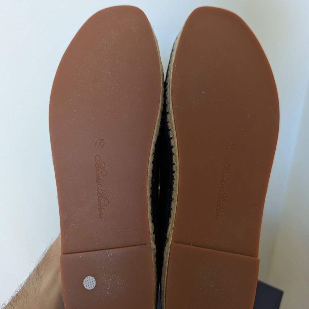 Brooks Brothers Black Leather Golden Fleece Espadrille Ballet Flats Women's 7.5 - Picture 6 of 6